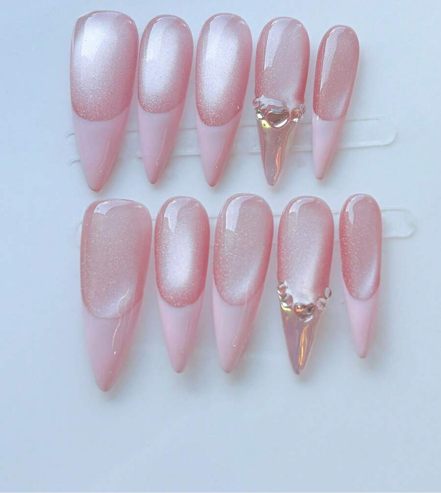Blush Opulence Nail Set 🌸✨💎💅💕