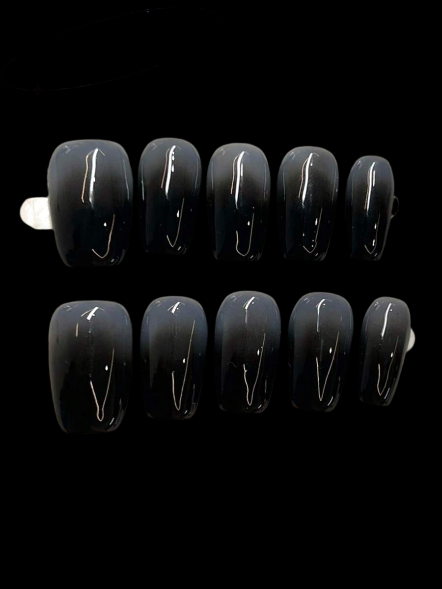 Midnight Mirror Nail Set 🖤💅🕶️🖤✨🖤