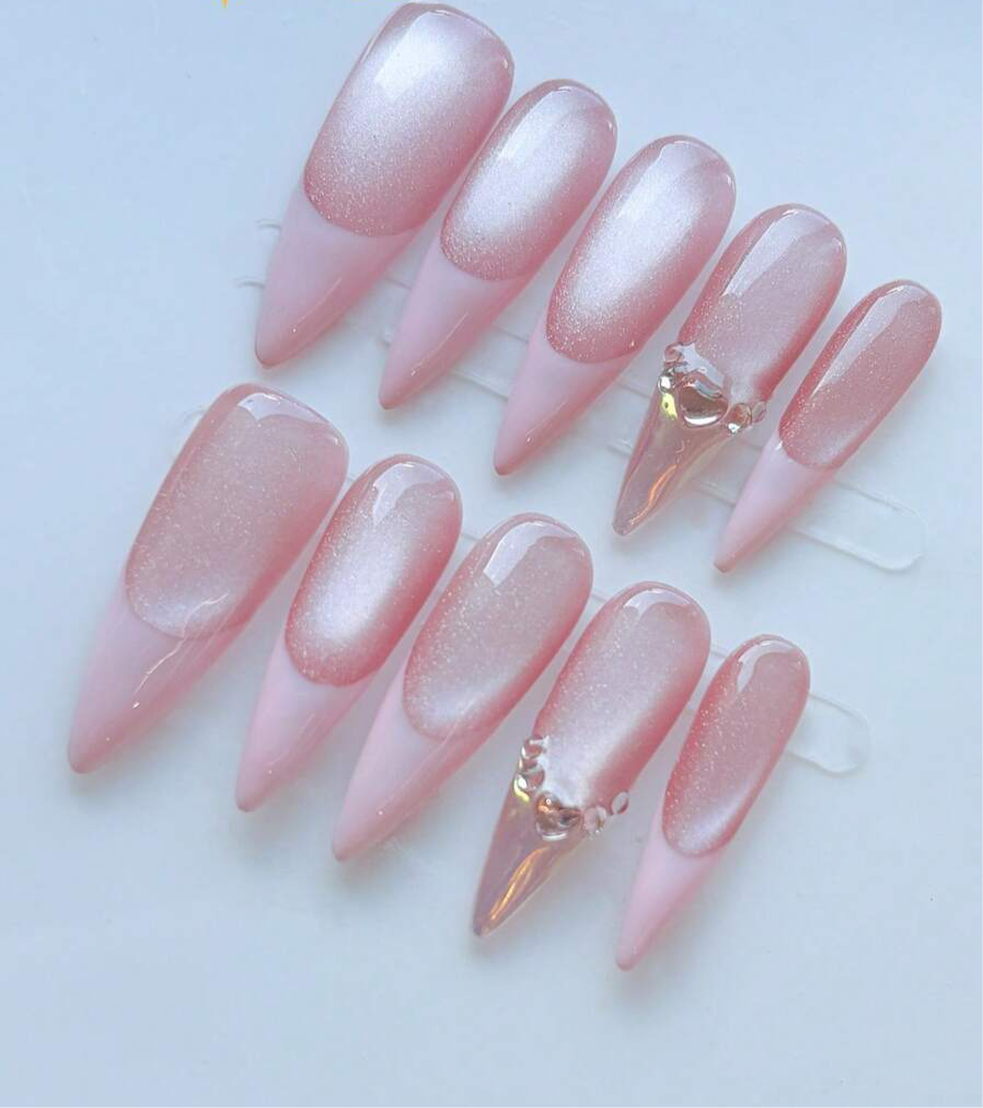 Blush Opulence Nail Set 🌸✨💎💅💕