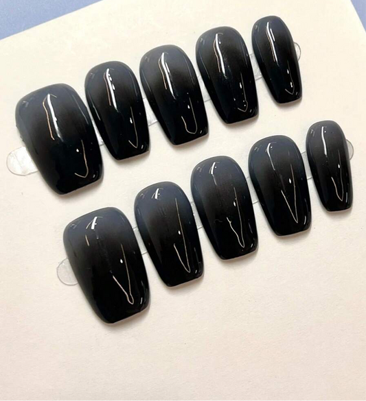 Midnight Mirror Nail Set 🖤💅🕶️🖤✨🖤