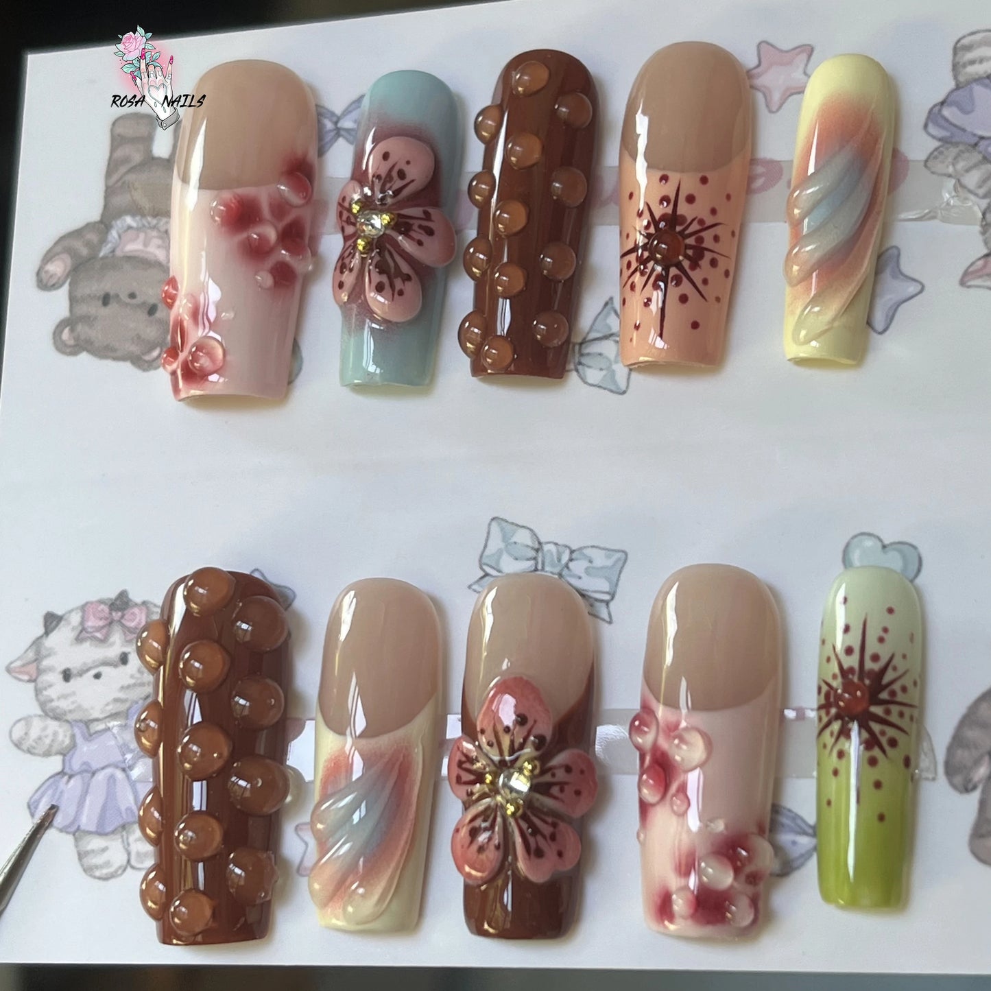Raindrops & Roses Nail Set 🌸💧✨