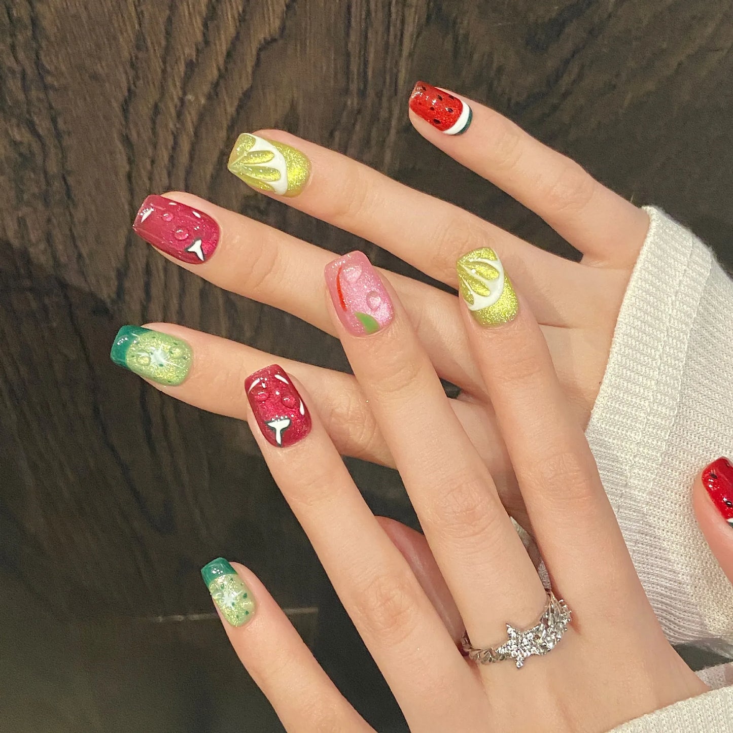 Fruit Punch Fantasy Nail Set 🍉🍋🍒🥝✨