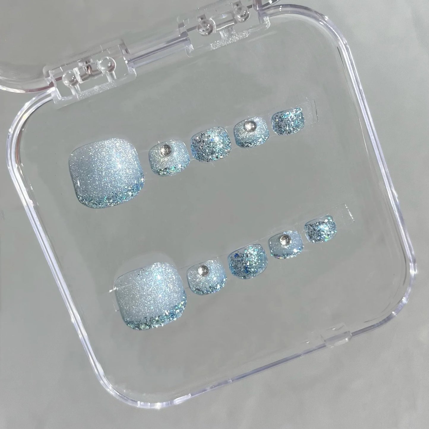 Shiny Blue Press on Toenails