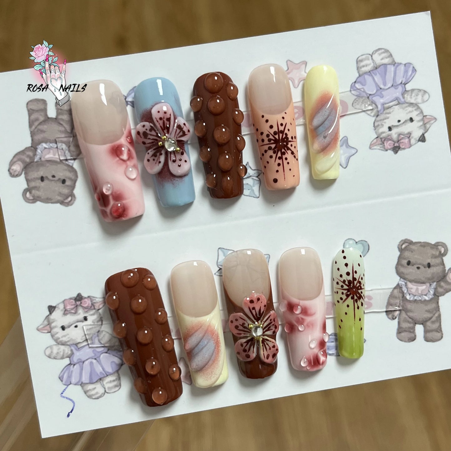 Raindrops & Roses Nail Set 🌸💧✨