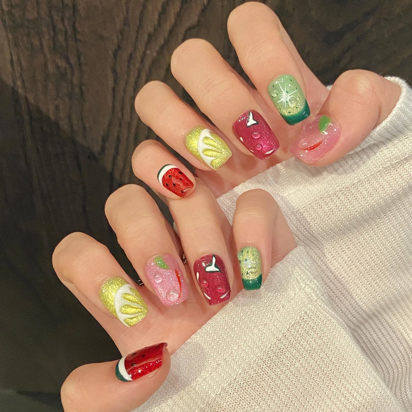 Fruit Punch Fantasy Nail Set 🍉🍋🍒🥝✨