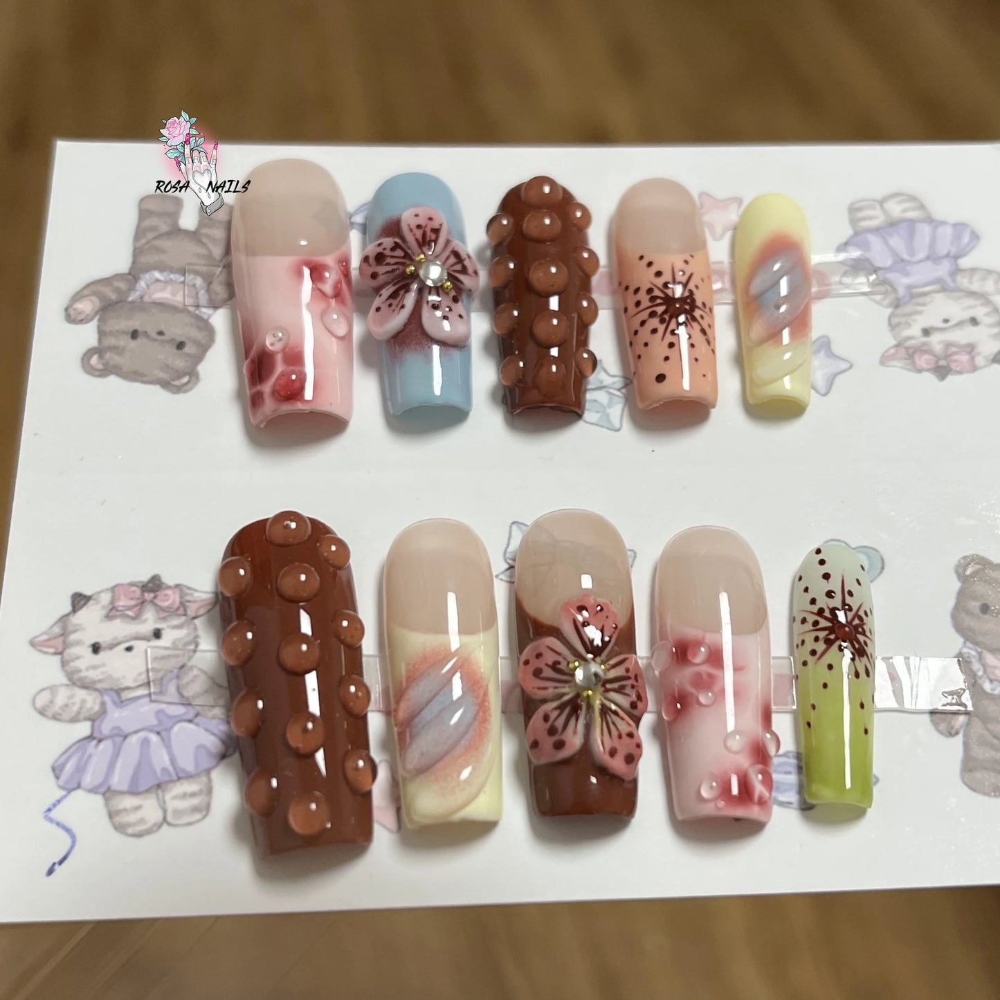 Raindrops & Roses Nail Set 🌸💧✨