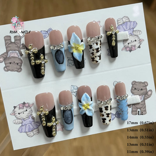 Holy Cowgirl Nail Set 🐄💎⛪✨