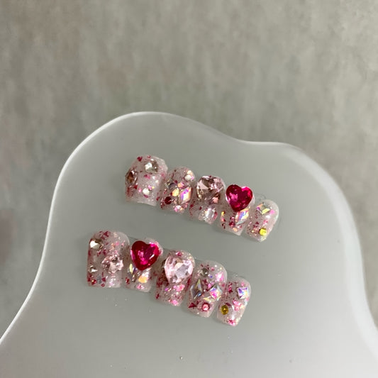 10pcs Crystal Kiss Press-On Nails Set